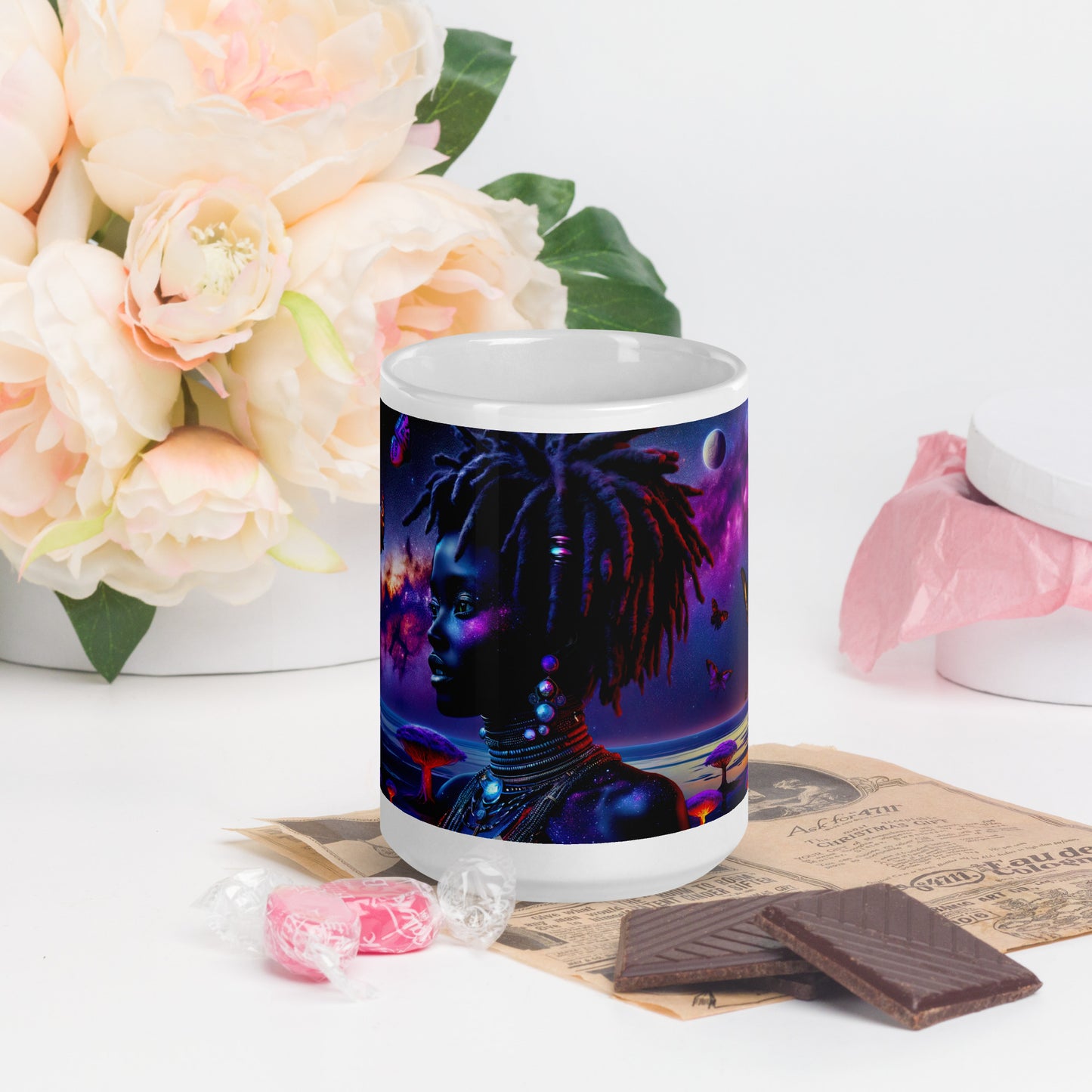 Mystic Moth Empress Mug: Sip in the Essence of Fantasy - v3 - 15oz