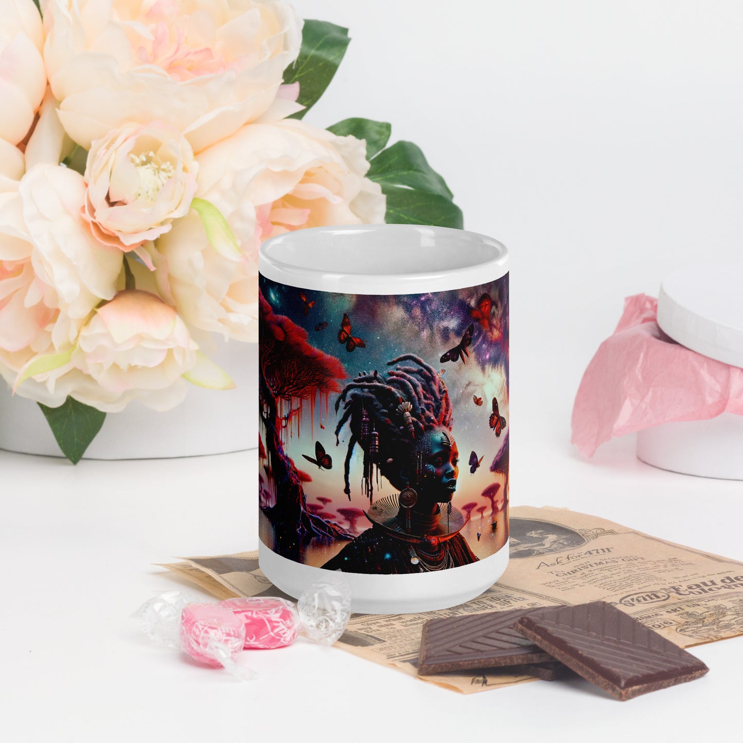 Mystic Moth Empress Mug: Sip in the Essence of Fantasy - v4 - 15oz