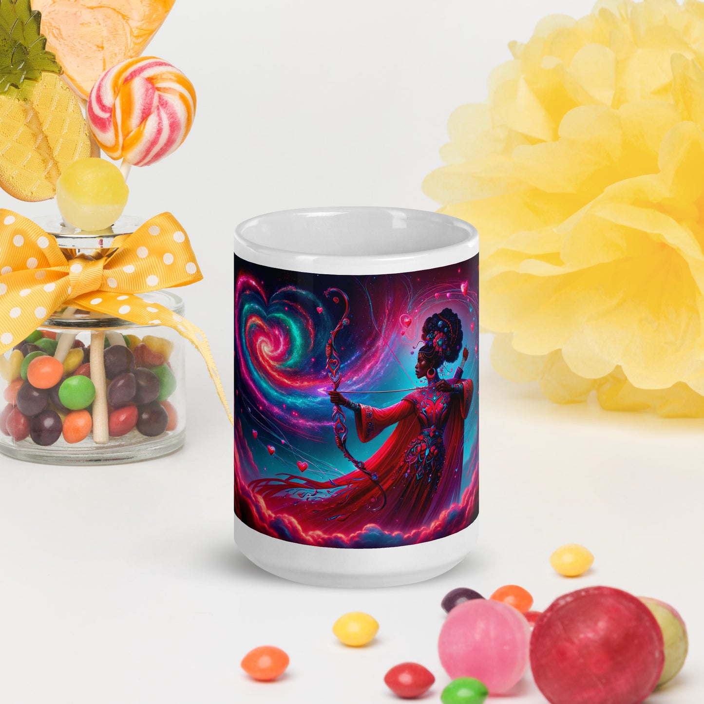 Heartstring Archer - Cosmic Love Cupid Coffee Mug - v4 - 15oz