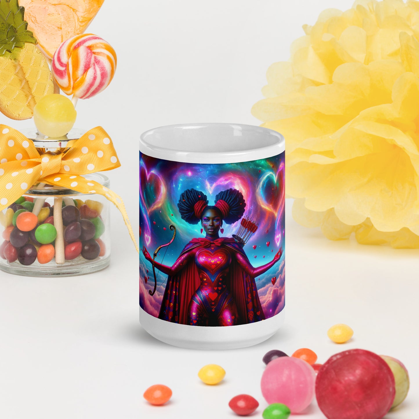 Heartstring Archer - Cosmic Love Cupid Coffee Mug - v6 - 15oz