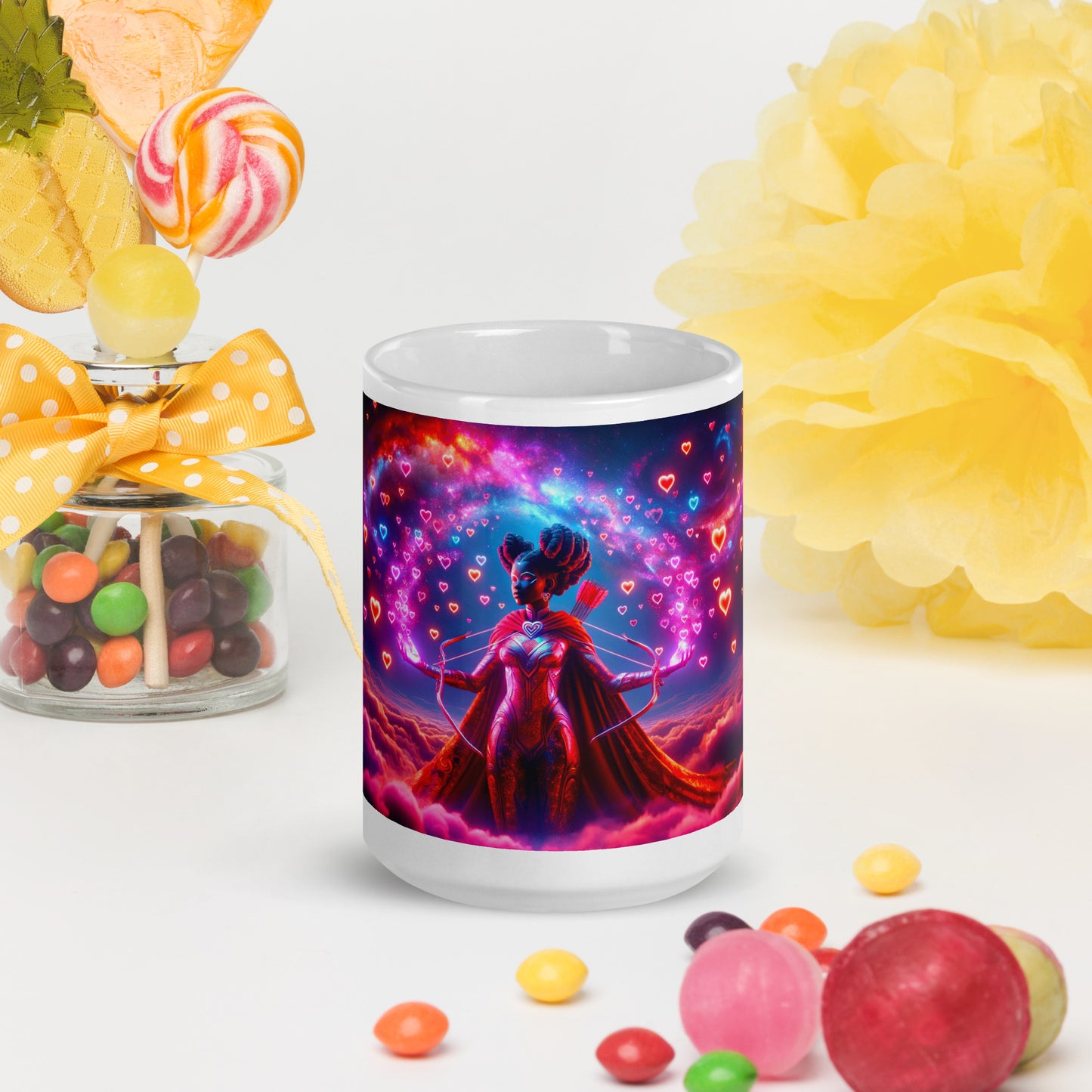 Heartstring Archer - Cosmic Love Cupid Coffee Mug - v9 - 15oz