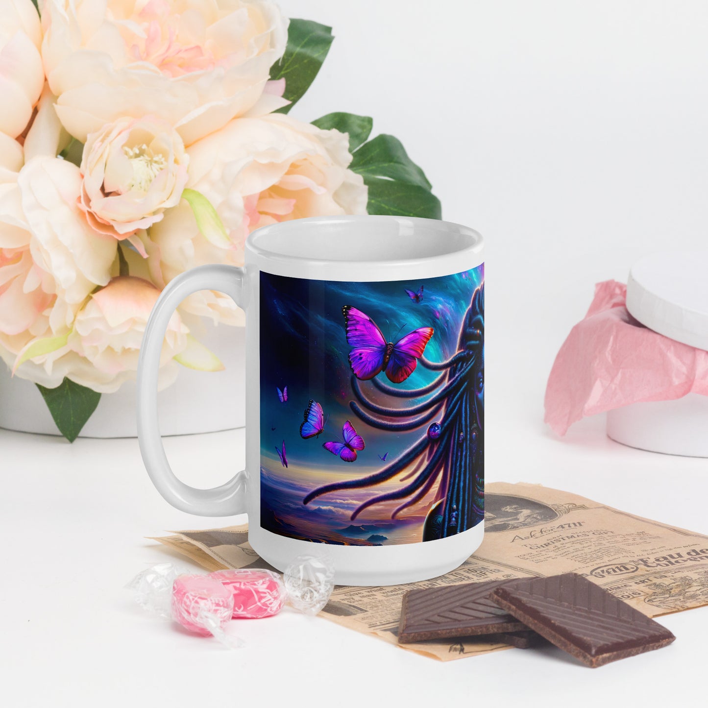 Mystic Moth Empress Mug: Sip in the Essence of Fantasy - v1 - 15oz