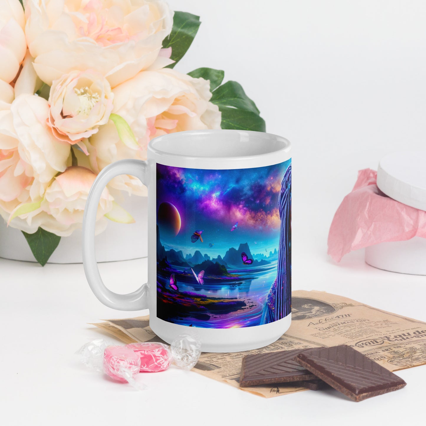 Mystic Moth Empress Mug: Sip in the Essence of Fantasy - v2 - 15oz