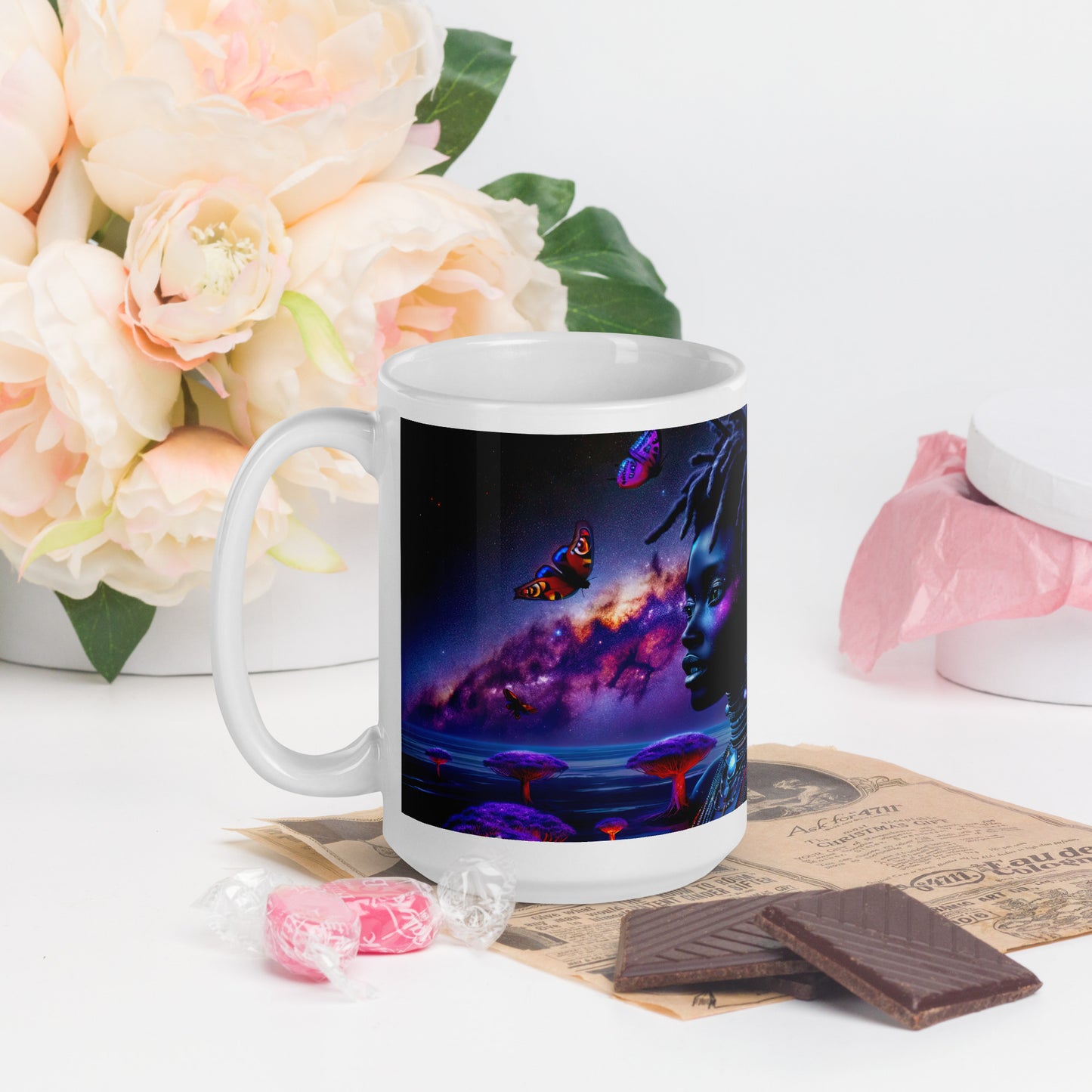 Mystic Moth Empress Mug: Sip in the Essence of Fantasy - v3 - 15oz