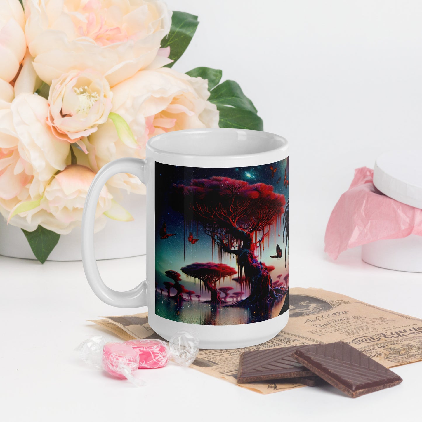 Mystic Moth Empress Mug: Sip in the Essence of Fantasy - v4 - 15oz