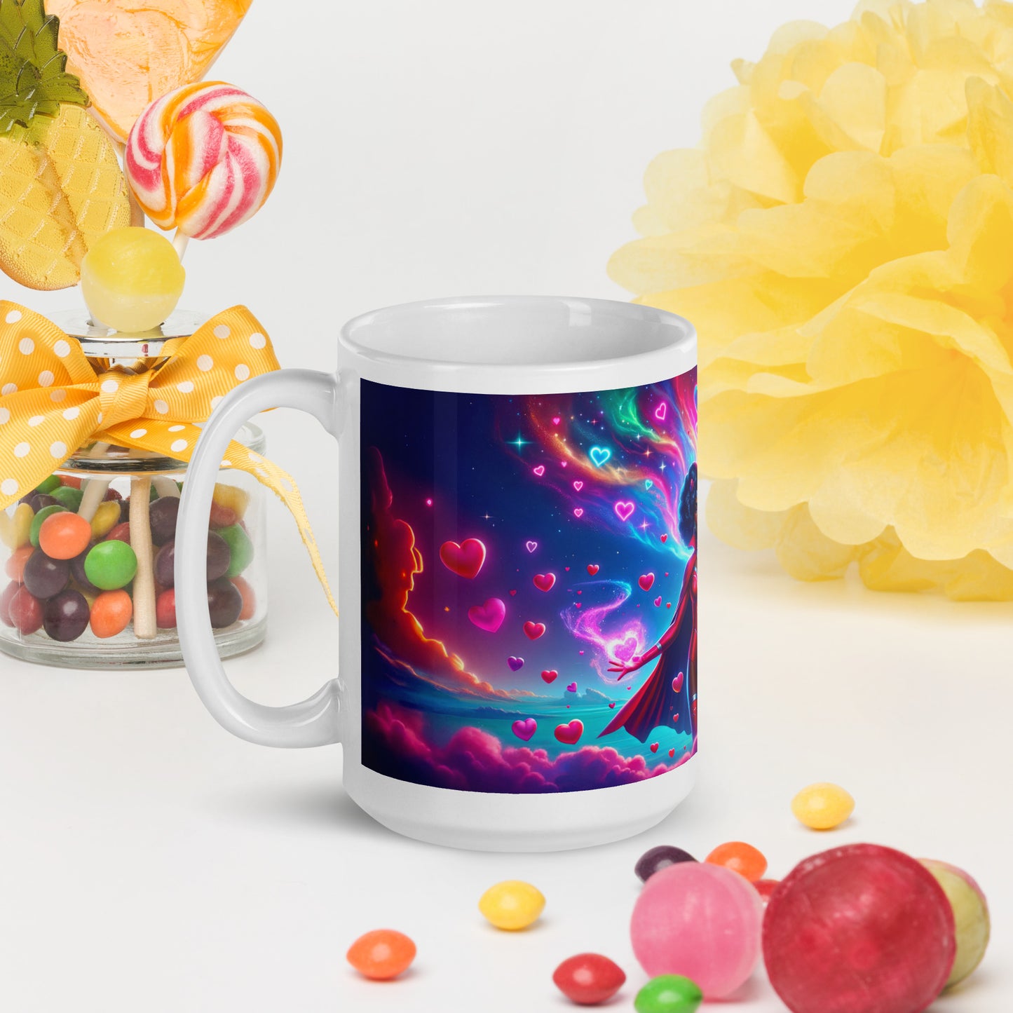 Heartstring Archer - Cosmic Love Cupid Coffee Mug - v3 - 15oz