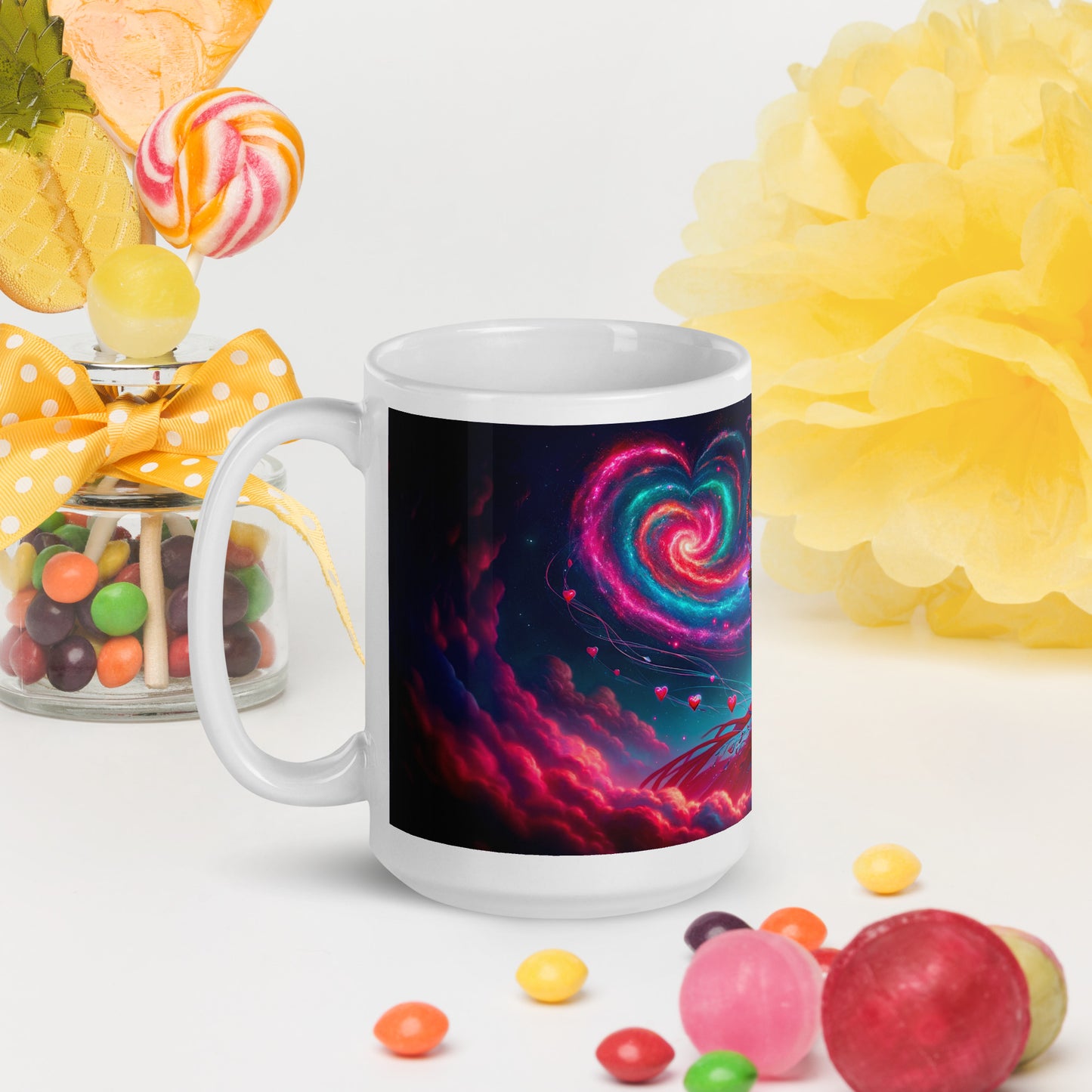 Heartstring Archer - Cosmic Love Cupid Coffee Mug - v4 - 15oz