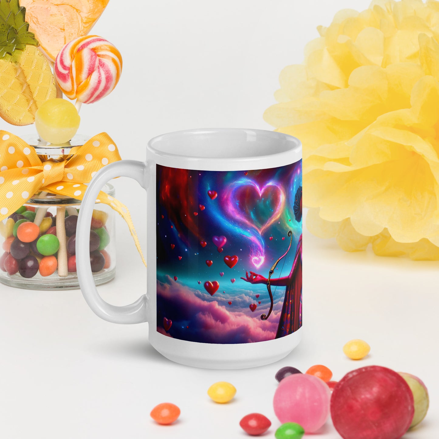 Heartstring Archer - Cosmic Love Cupid Coffee Mug - v6 - 15oz