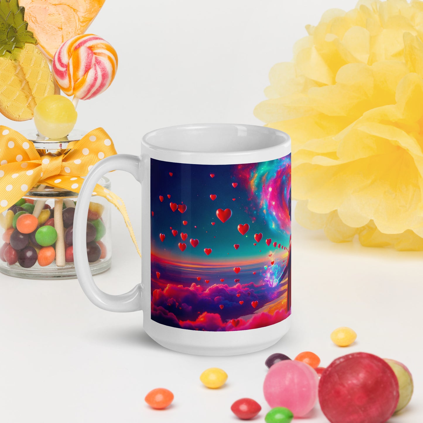 Heartstring Archer - Cosmic Love Cupid Coffee Mug - v7 - 15oz