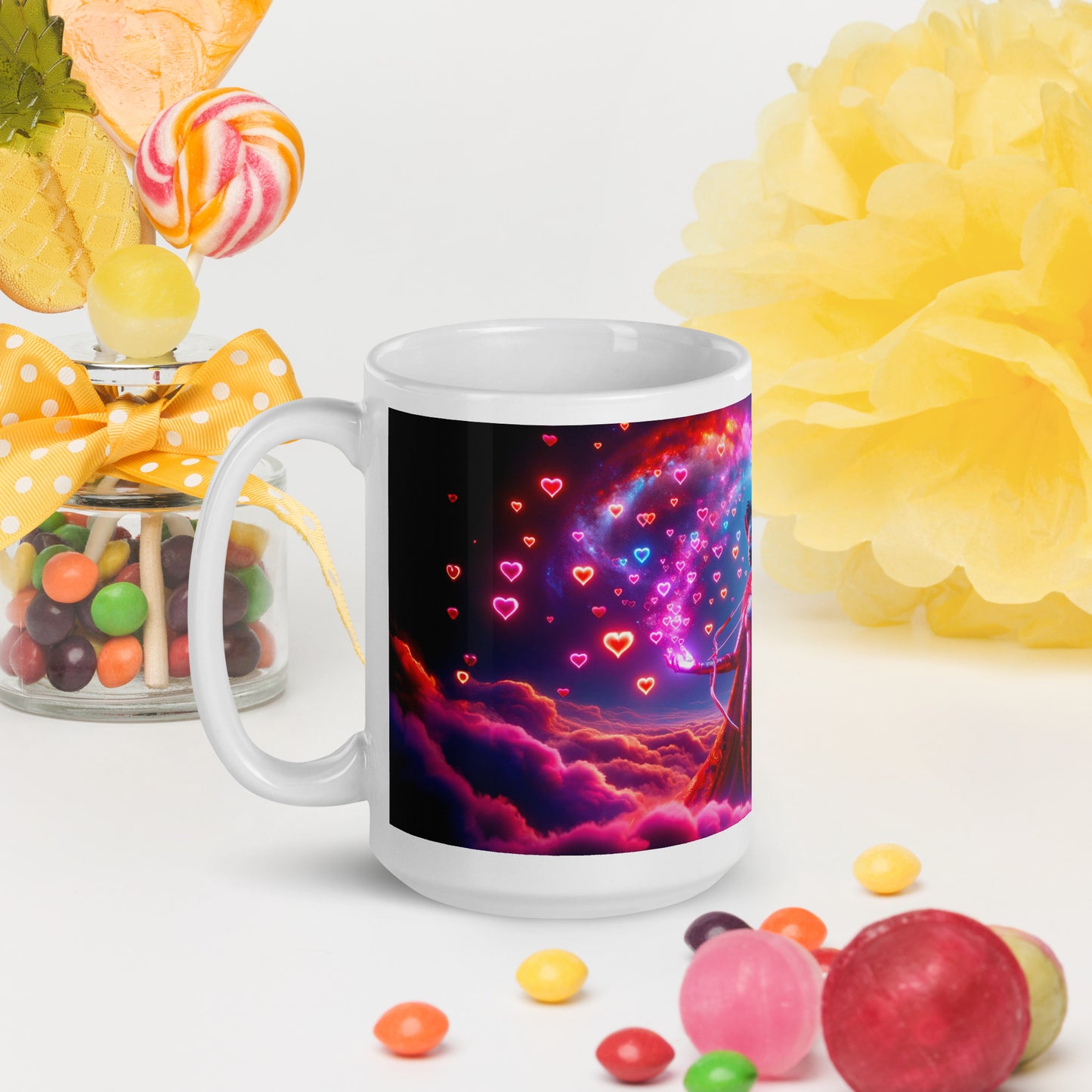 Heartstring Archer - Cosmic Love Cupid Coffee Mug - v9 - 15oz