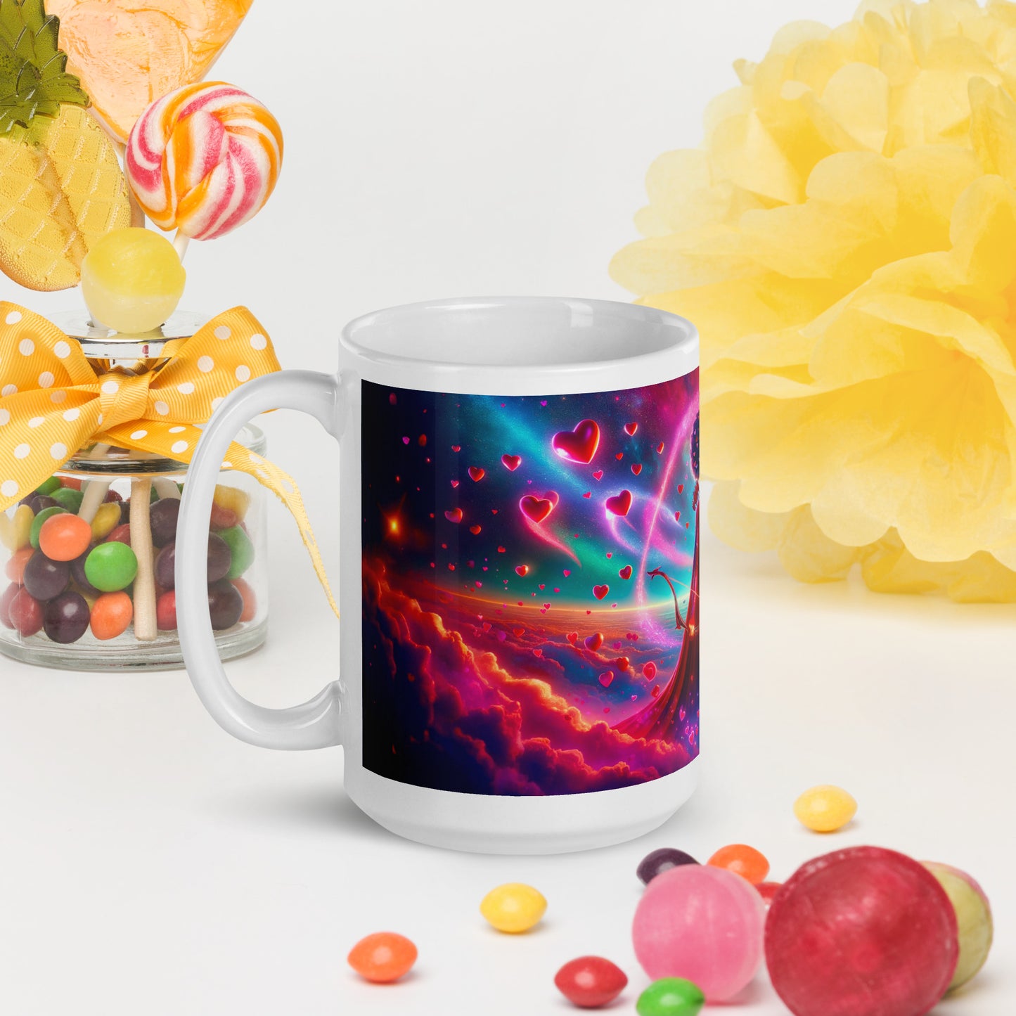 Heartstring Archer - Cosmic Love Cupid Coffee Mug - v12 - 15oz