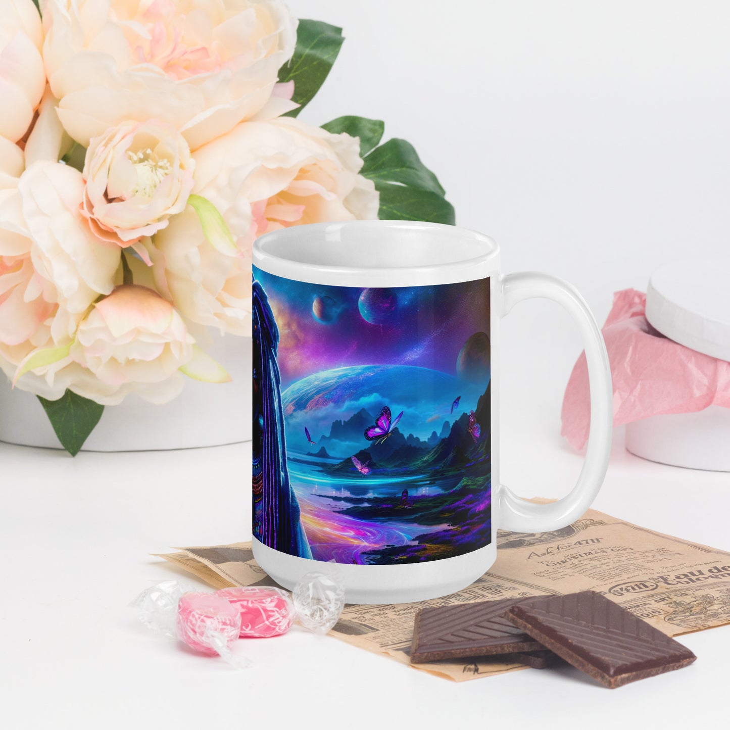 Mystic Moth Empress Mug: Sip in the Essence of Fantasy - v2 - 15oz