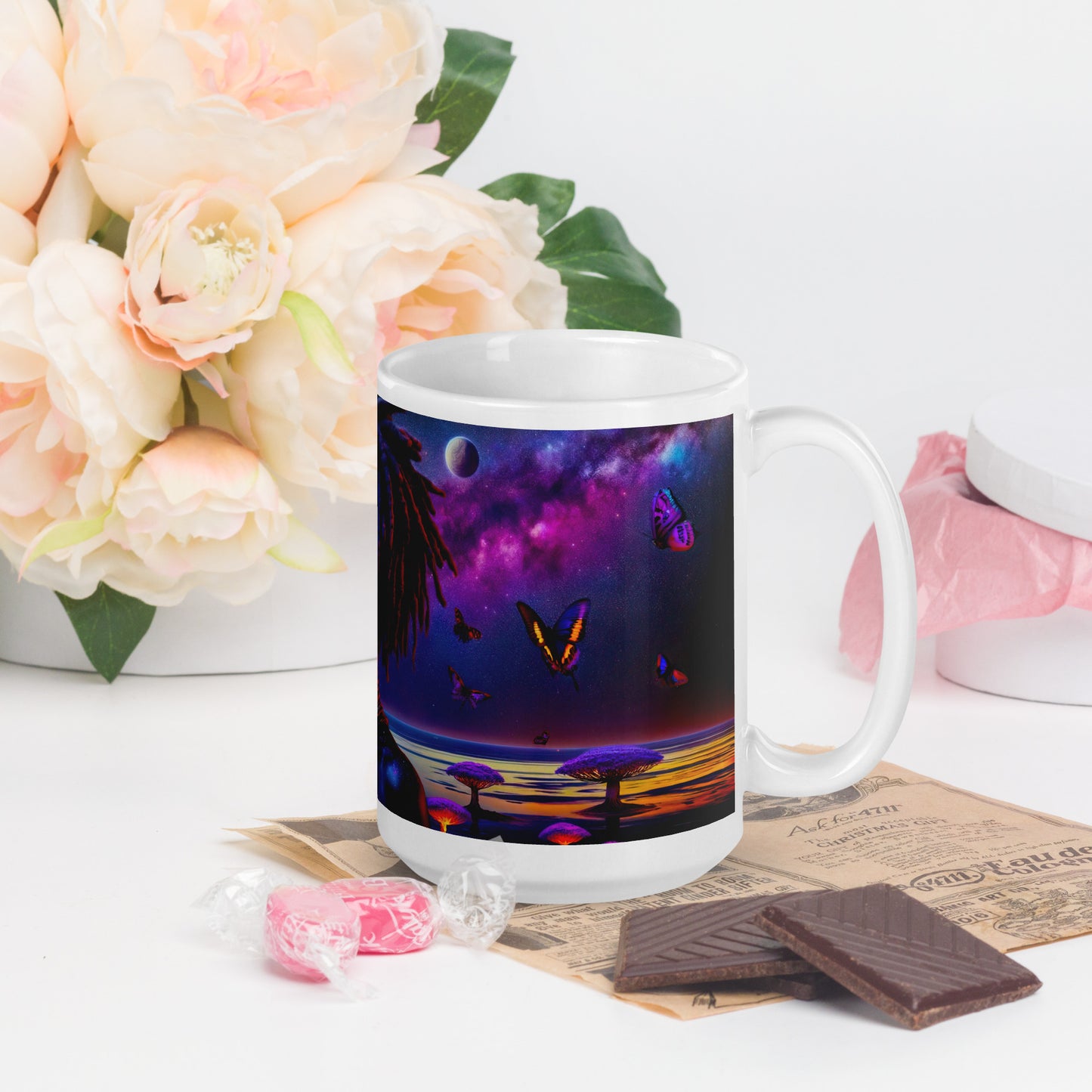 Mystic Moth Empress Mug: Sip in the Essence of Fantasy - v3 - 15oz