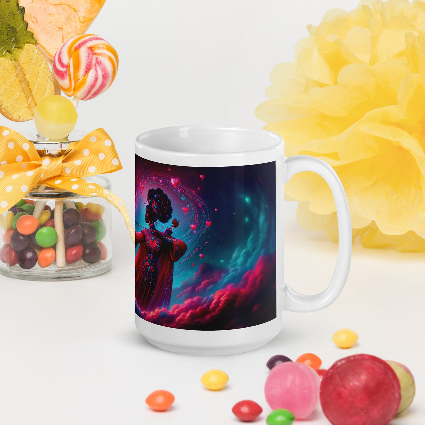 Heartstring Archer - Cosmic Love Cupid Coffee Mug - v4 - 15oz