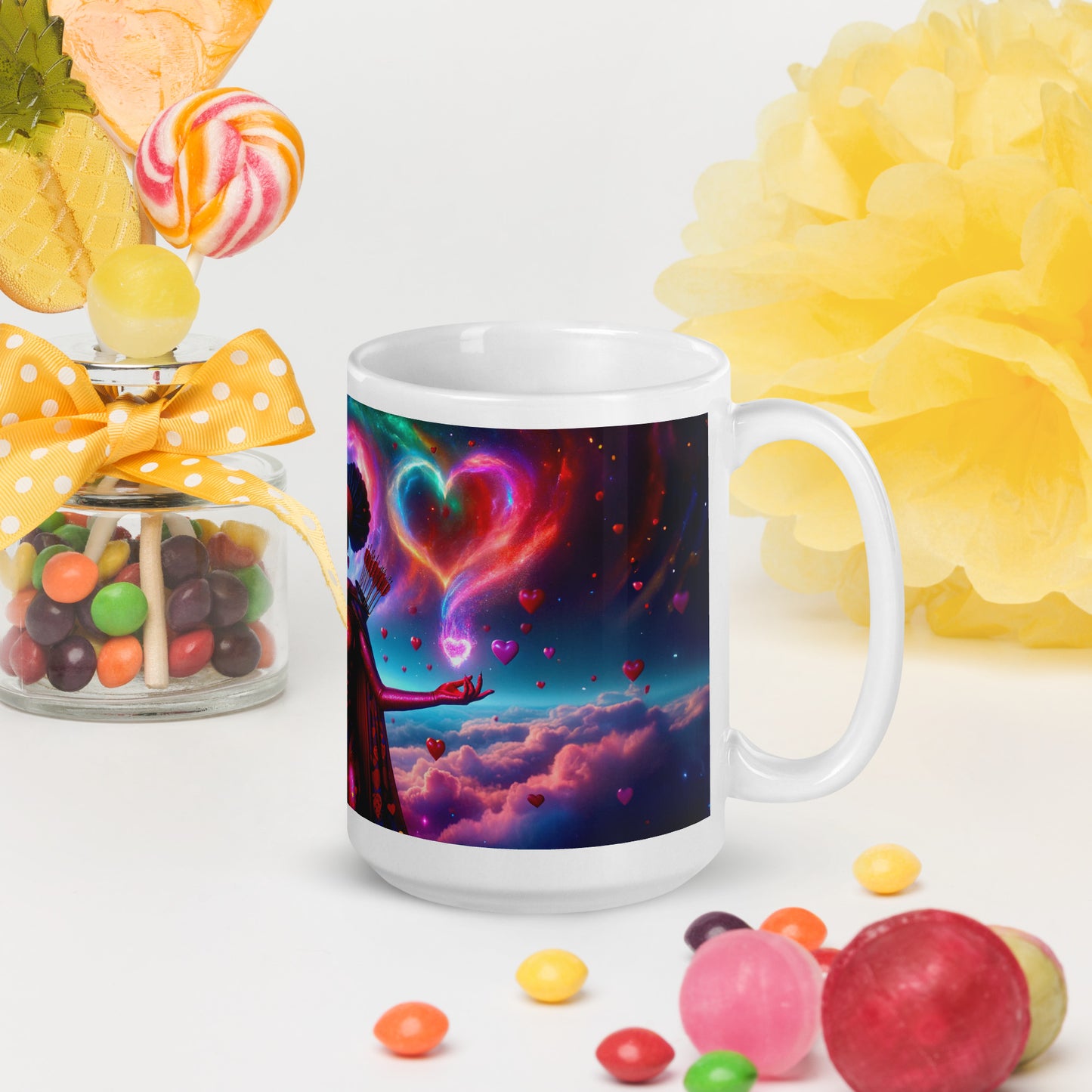 Heartstring Archer - Cosmic Love Cupid Coffee Mug - v6 - 15oz