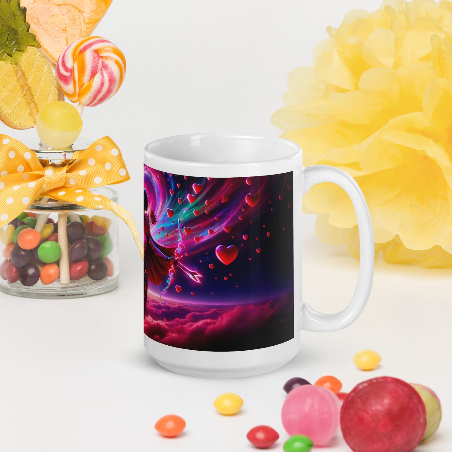 Heartstring Archer - Cosmic Love Cupid Coffee Mug - v8 - 15oz