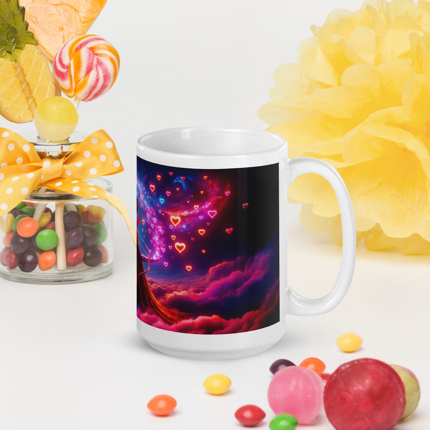 Heartstring Archer - Cosmic Love Cupid Coffee Mug - v9 - 15oz