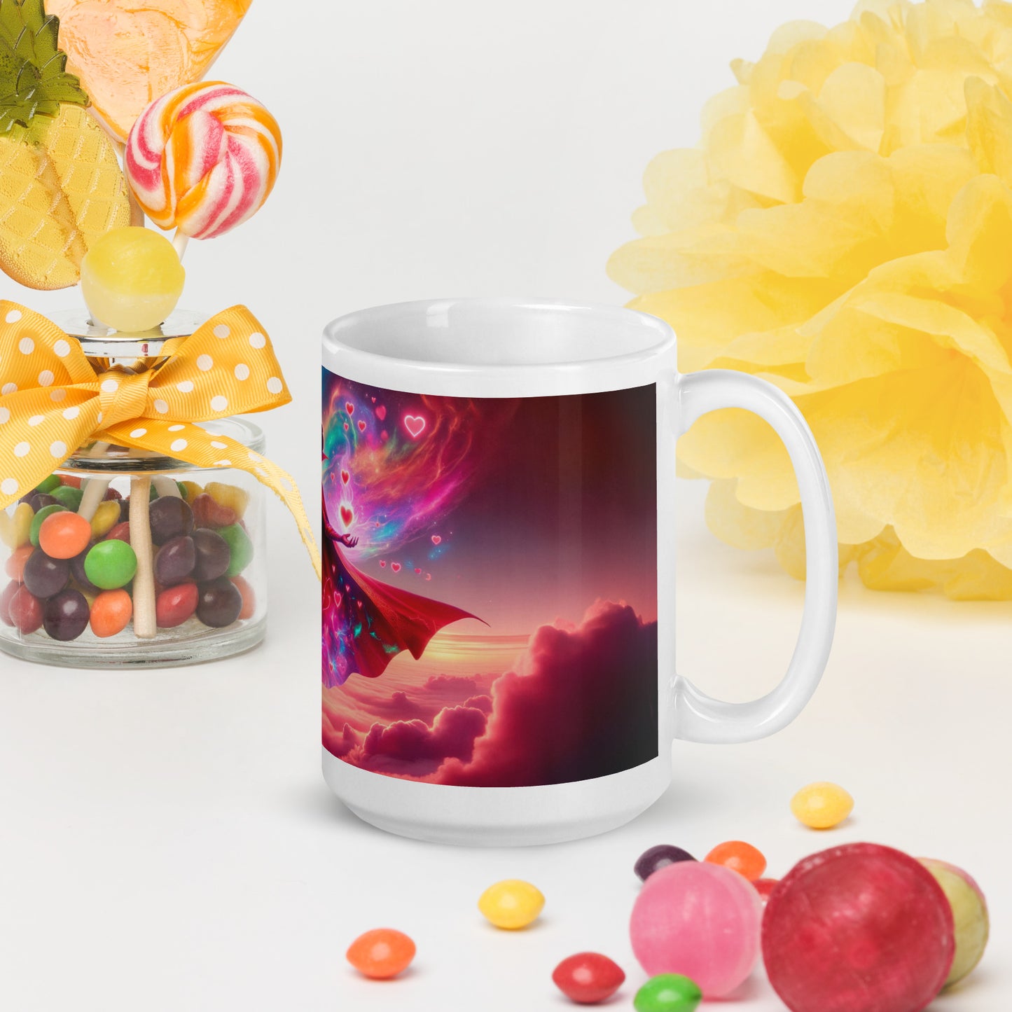 Heartstring Archer - Cosmic Love Cupid Coffee Mug - v10 - 15oz