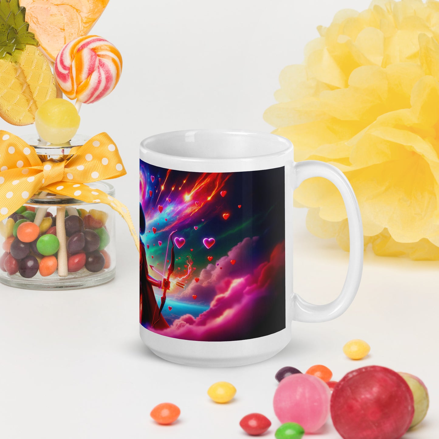 Heartstring Archer - Cosmic Love Cupid Coffee Mug - v11 - 15oz