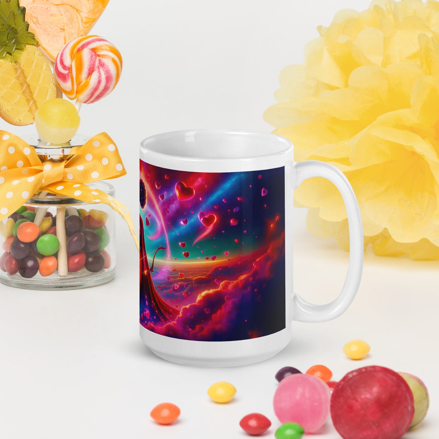 Heartstring Archer - Cosmic Love Cupid Coffee Mug - v12 - 15oz