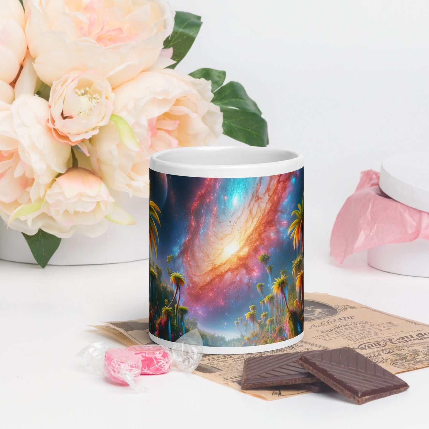 Serene Alien Beach v2 Mug Wrap 20oz - Unique Space-Themed Artistic Mugs