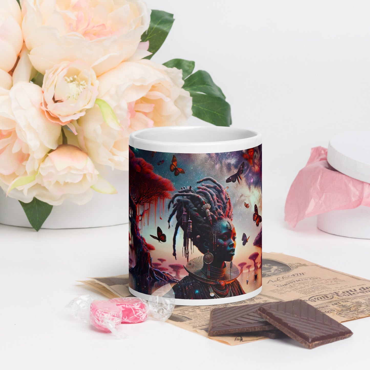 Mystic Moth Empress Mug: Sip in the Essence of Fantasy - v4 - 20oz