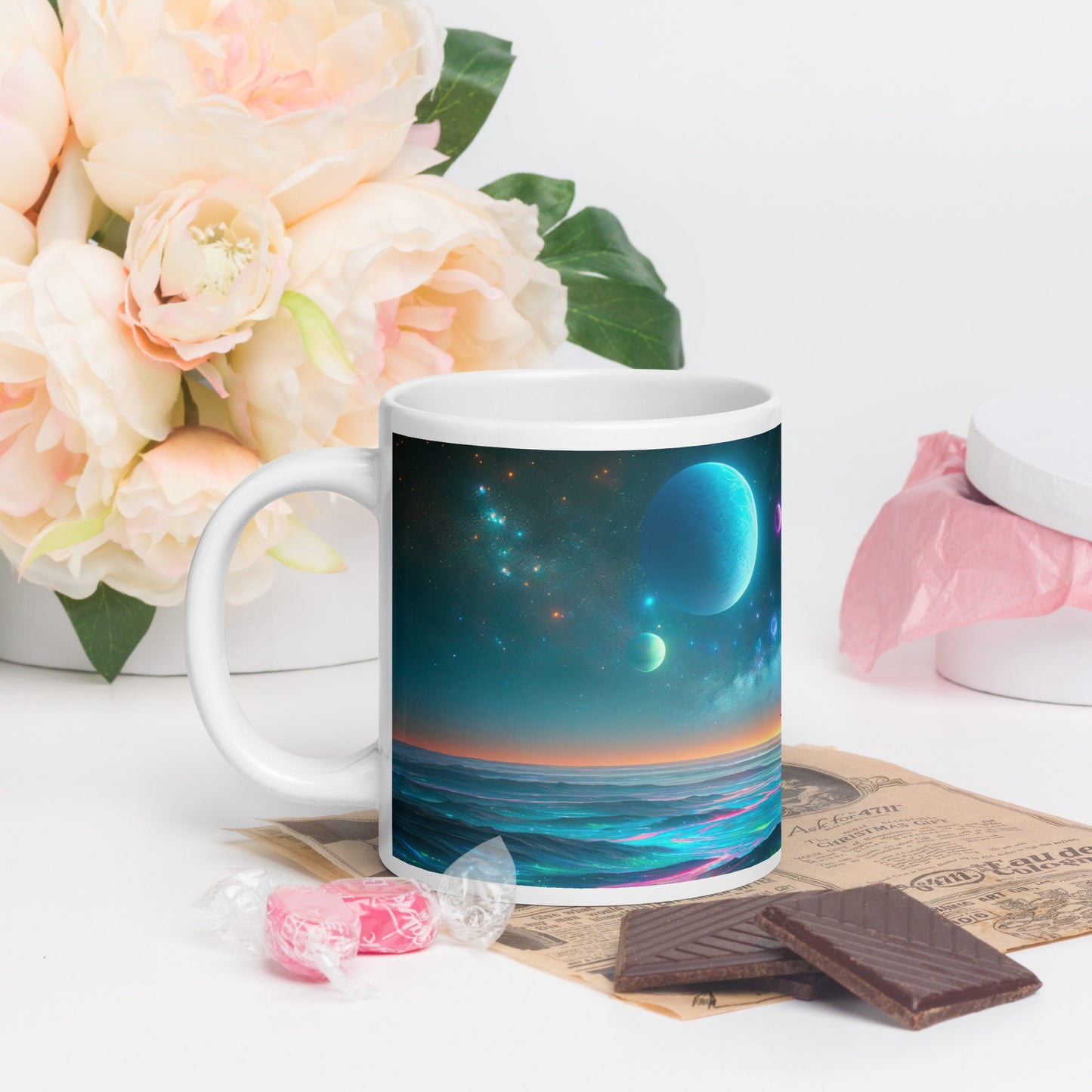 Cosmic Sanctuary: Interstellar Abode Amidst Nebulae - Mug Wrap v1 - 20oz