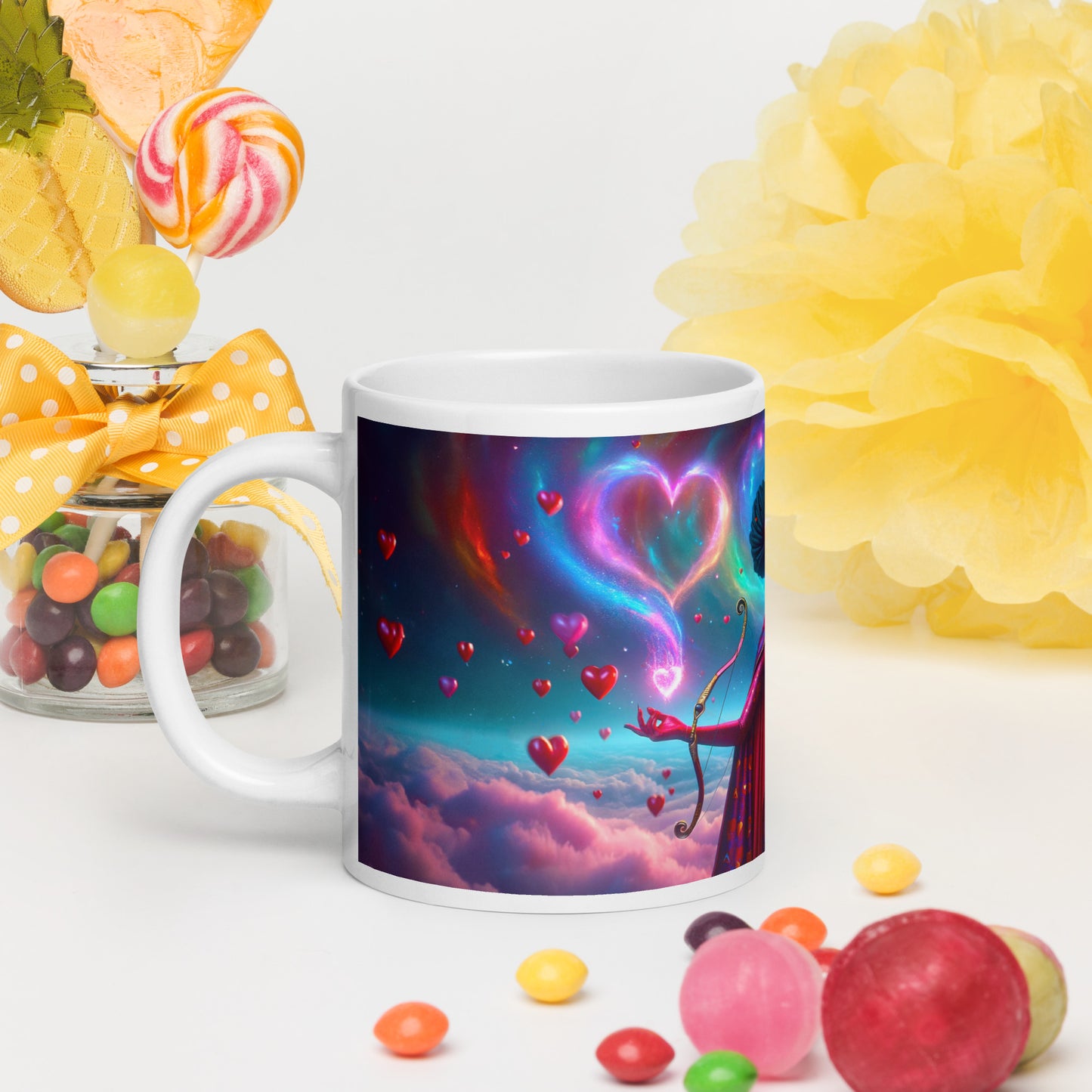 Heartstring Archer - Cosmic Love Cupid Coffee Mug - v6 - 20oz