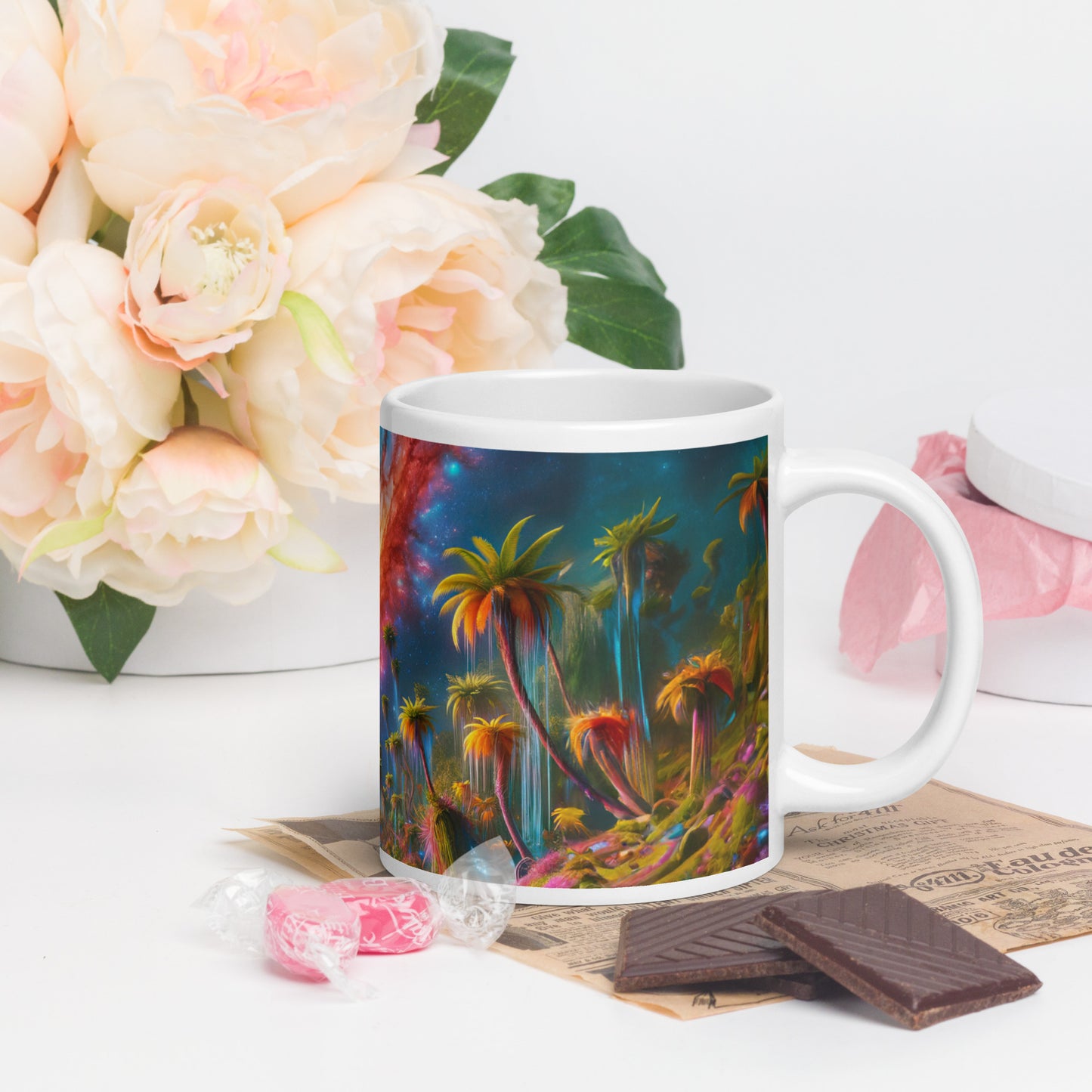 Serene Alien Beach v2 Mug Wrap 20oz - Unique Space-Themed Artistic Mugs