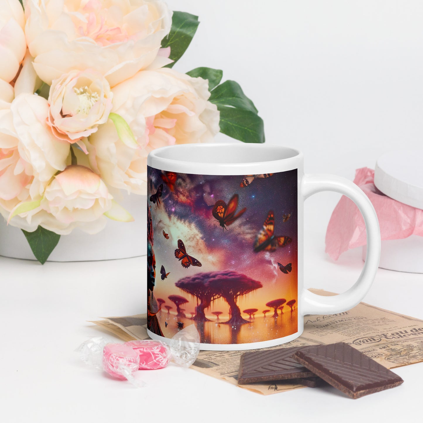 Mystic Moth Empress Mug: Sip in the Essence of Fantasy - v4 - 20oz