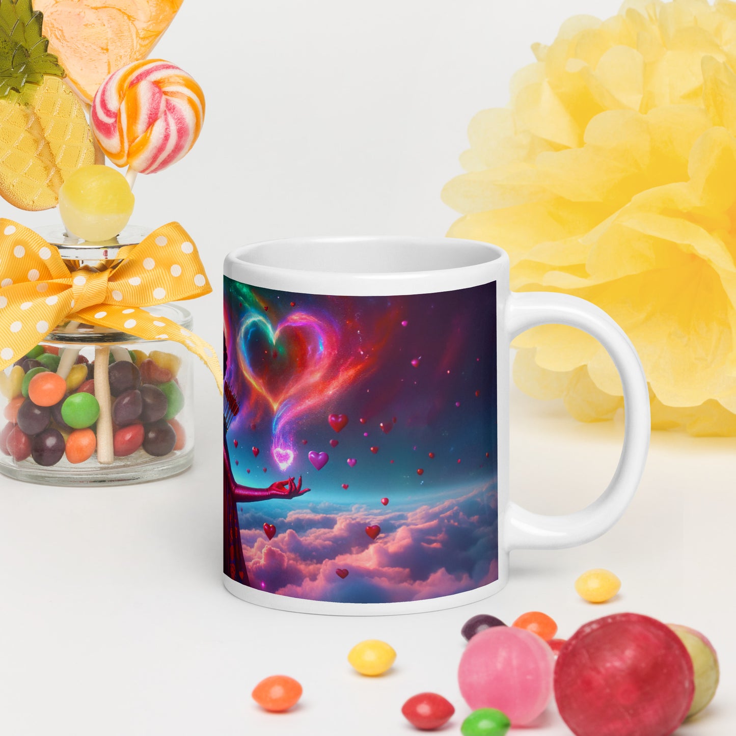 Heartstring Archer - Cosmic Love Cupid Coffee Mug - v6 - 20oz