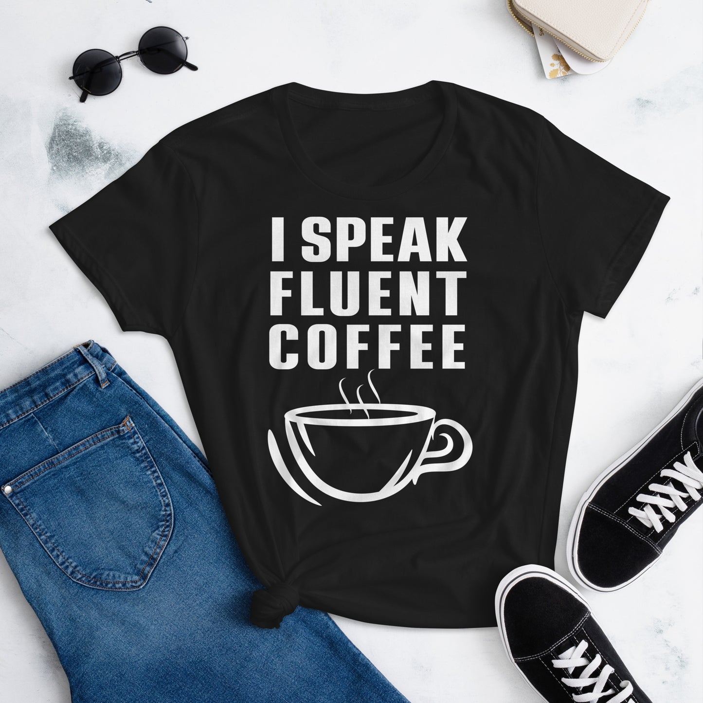 I Speak Fluent Coffee Small Cup - White - TShirt