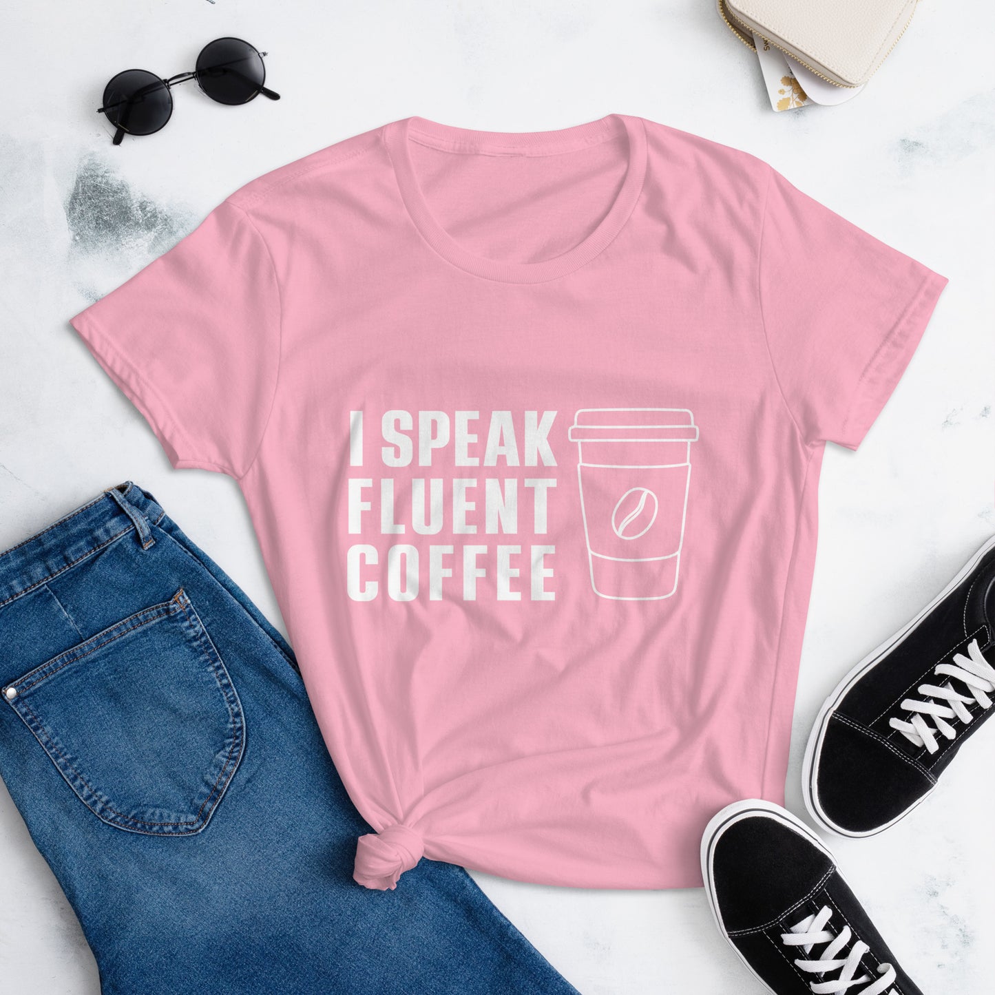 I Speak Fluent Coffee Lg Cup - White - TShirt