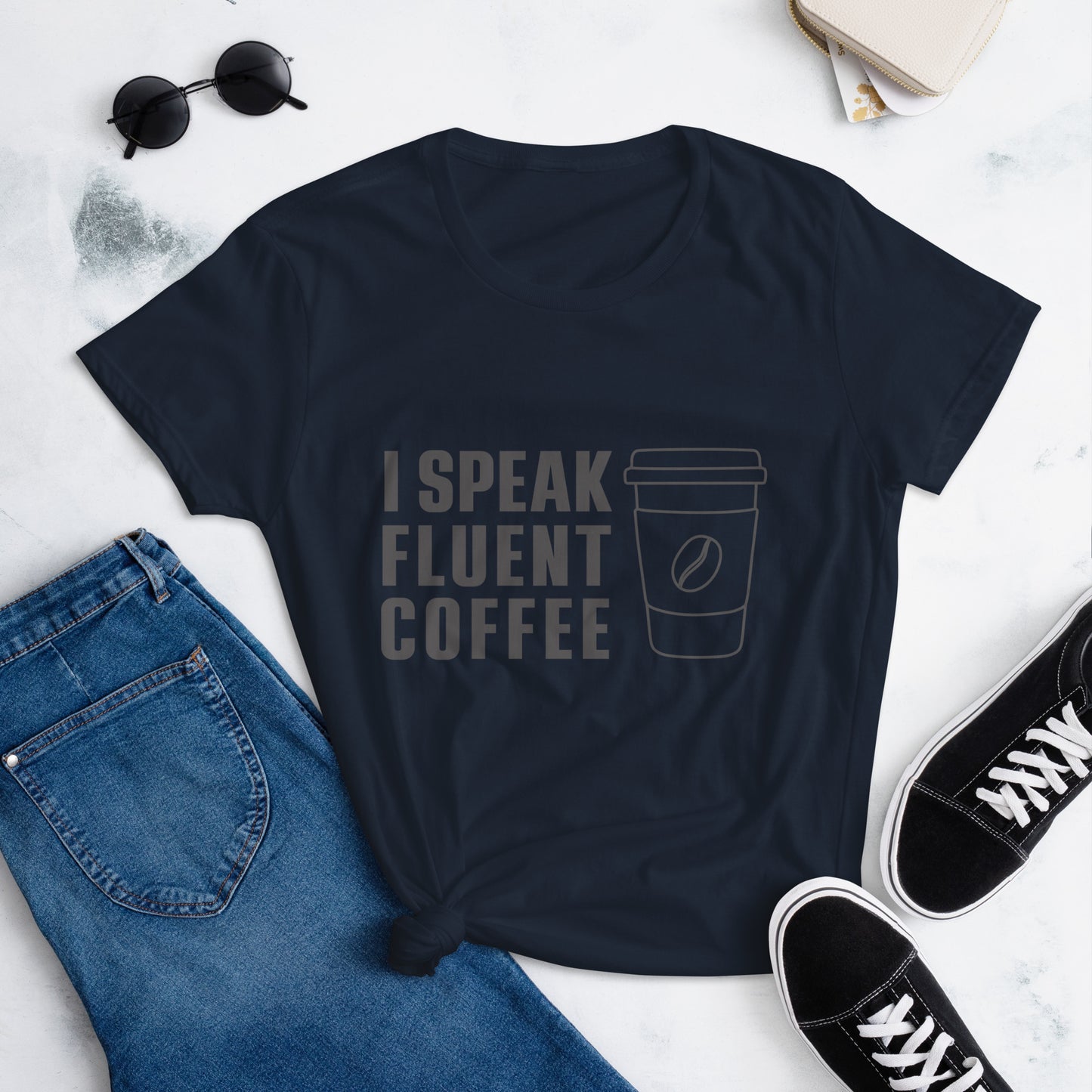 I Speak Fluent Coffee Lg Cup - Black - TShirt