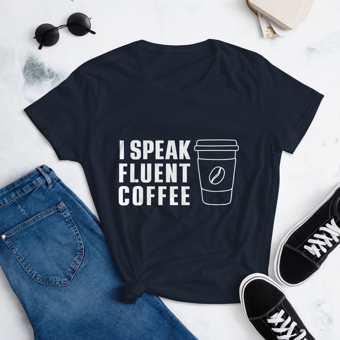 I Speak Fluent Coffee Lg Cup - White - TShirt