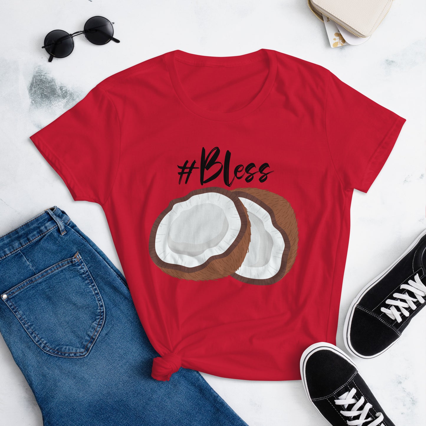 Embrace tropical vibes with our #Bless Coconut Vibes T-Shirt. Featuring a vibrant coconut graphic and empowering hashtag, this comfy tee is perfect for any casual occasion. Available in multiple sizes, it's a unique addition to your wardrobe. Shop now and spread positive vibes!