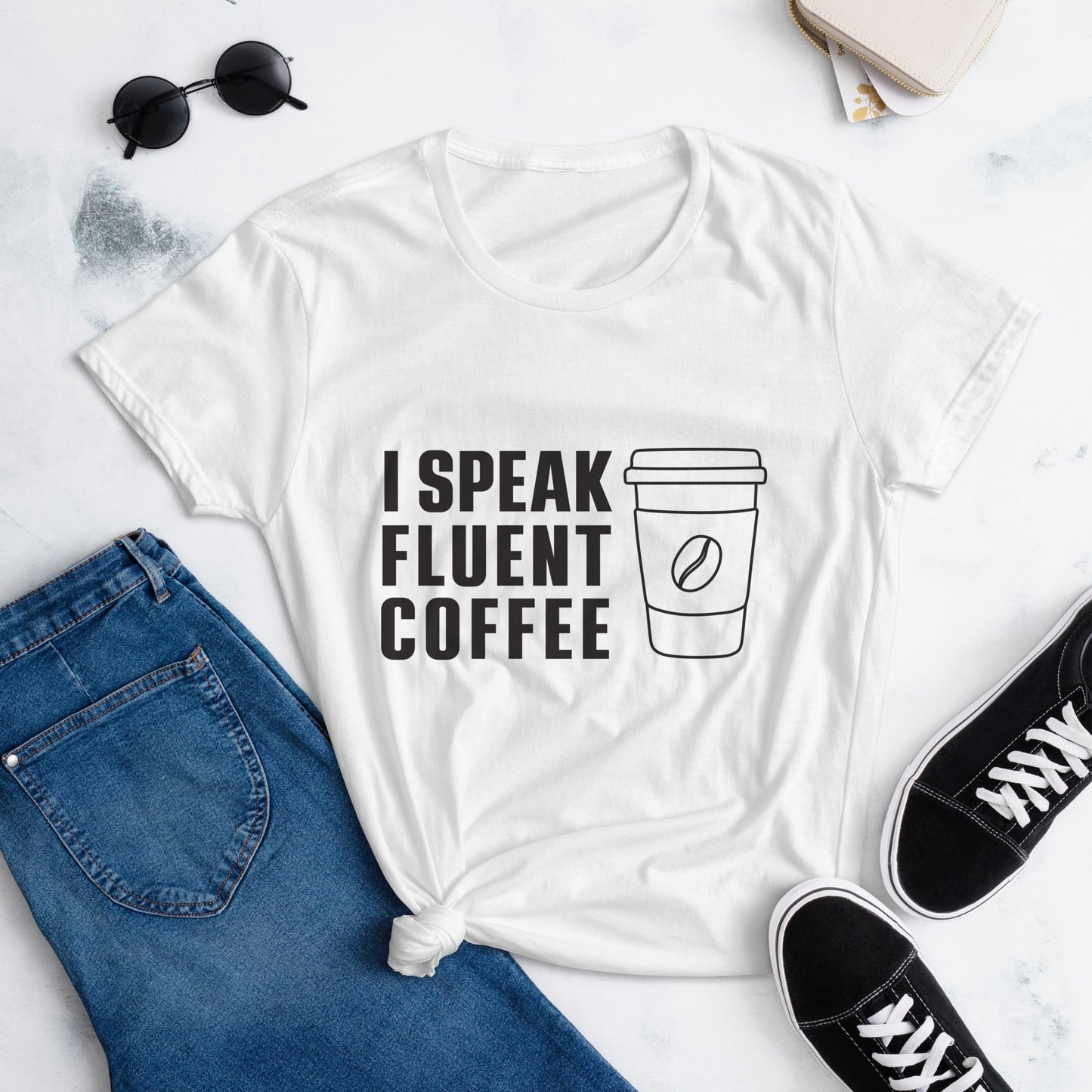 I Speak Fluent Coffee Lg Cup - Black - TShirt