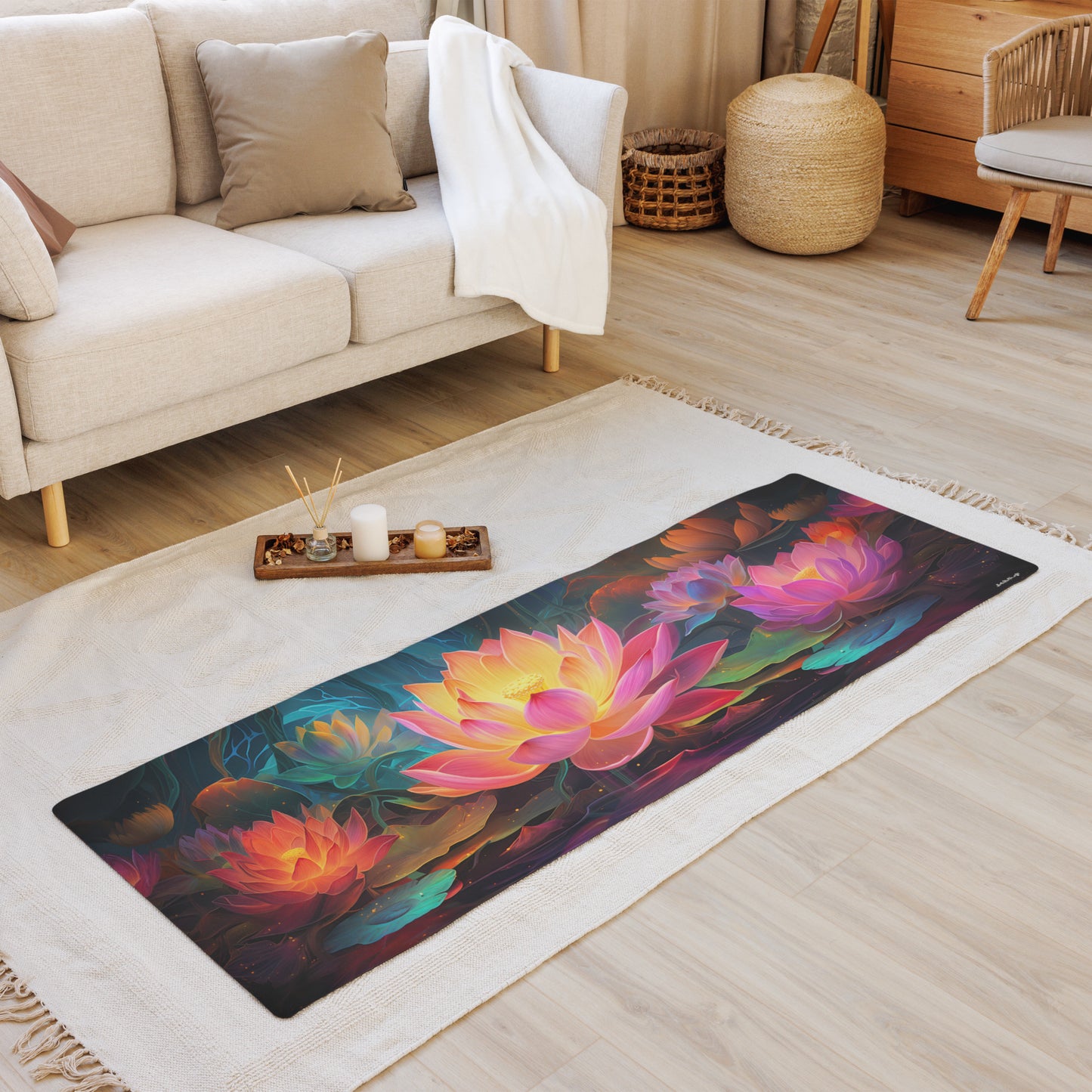 Lotus Flowers Yoga Mat v1 - Horizontal