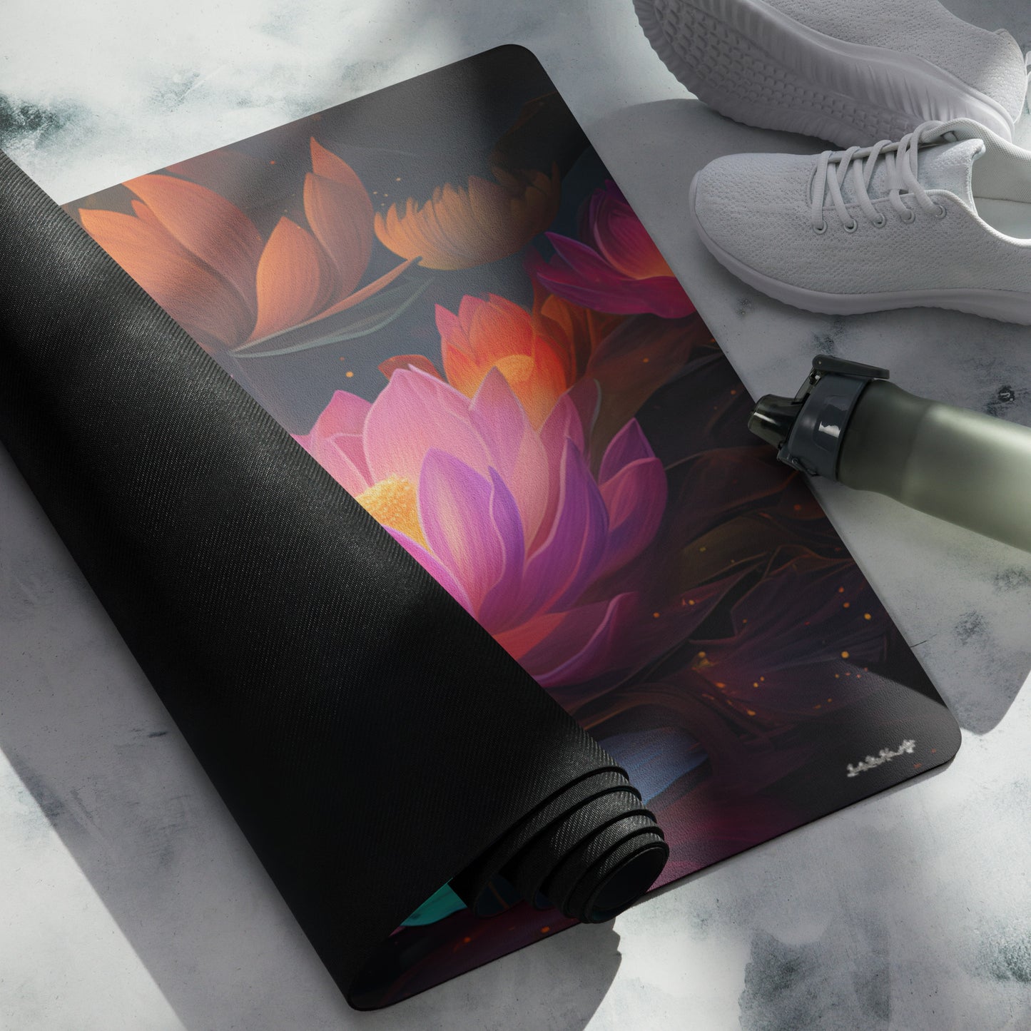 Lotus Flowers Yoga Mat v1 - Horizontal