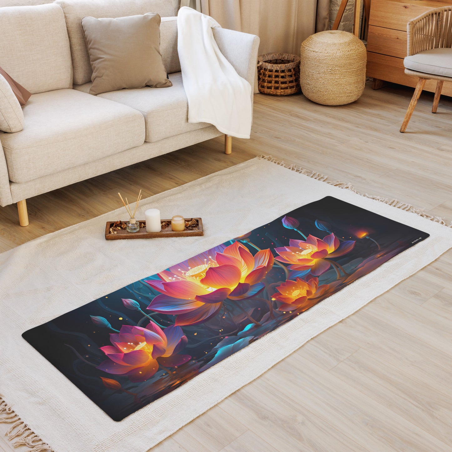 Lotus Flowers Yoga Mat v3 - Horizontal