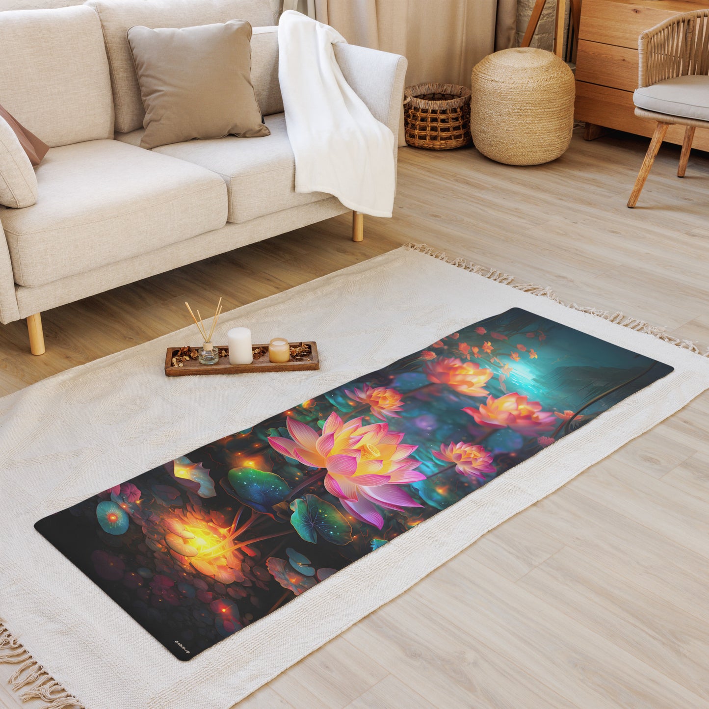 Lotus Flowers Yoga Mat v1 - Vertical