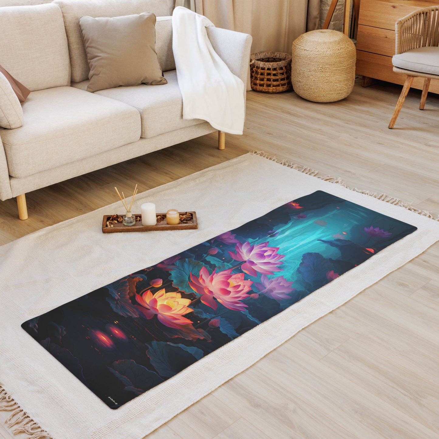 Lotus Flowers Yoga Mat v2 - Vertical