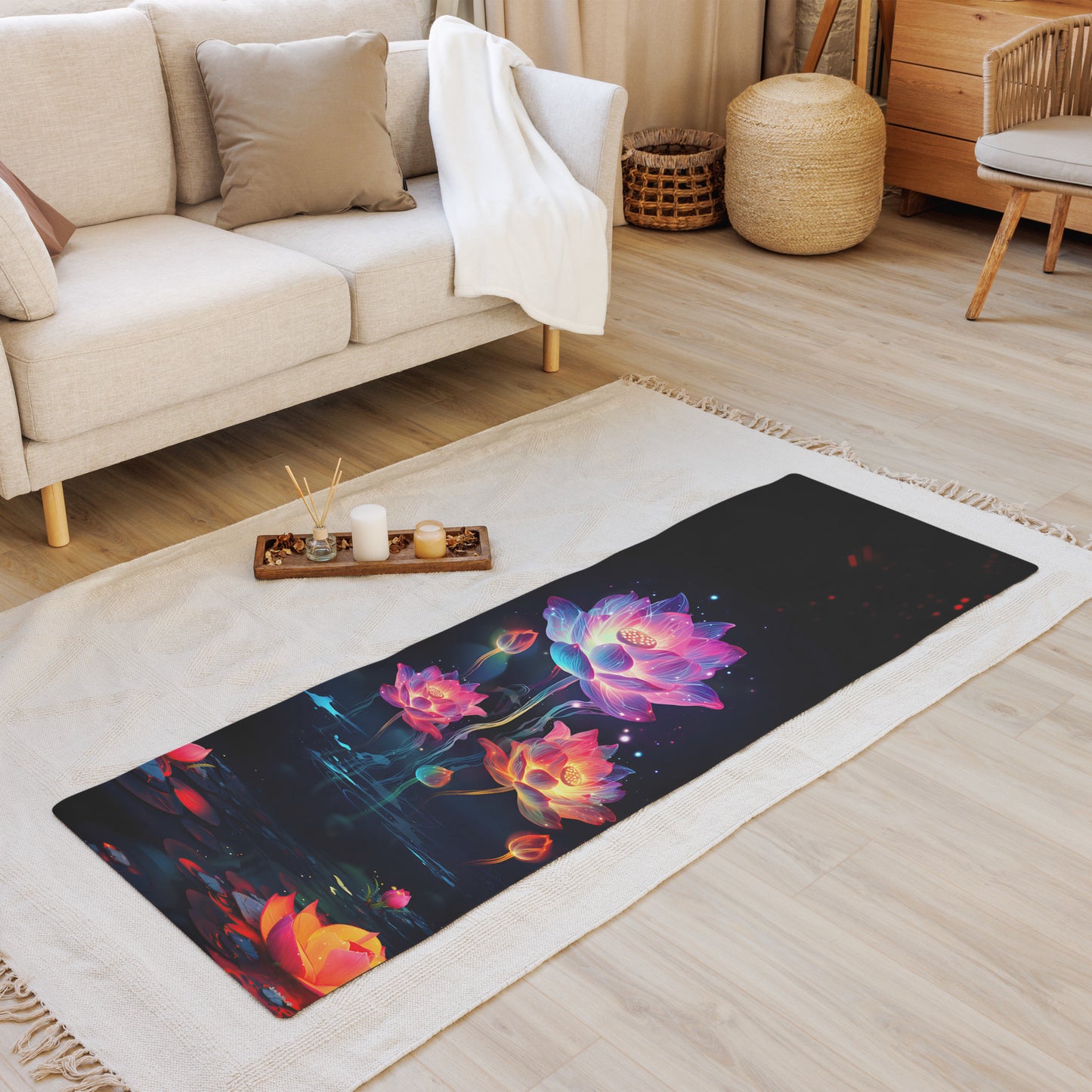 Lotus Flowers Yoga Mat v3 - Vertical