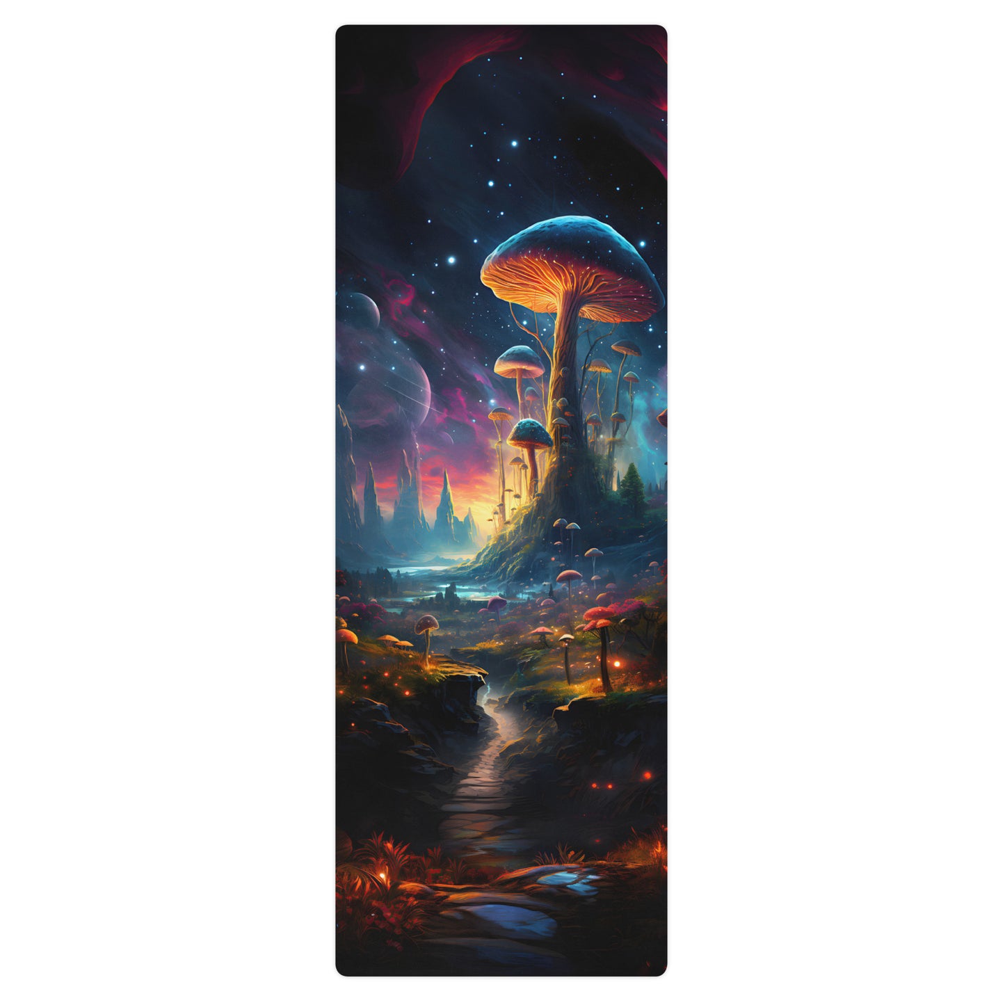 Galaxy Mushrooms Yoga Mat v2 - Vertical