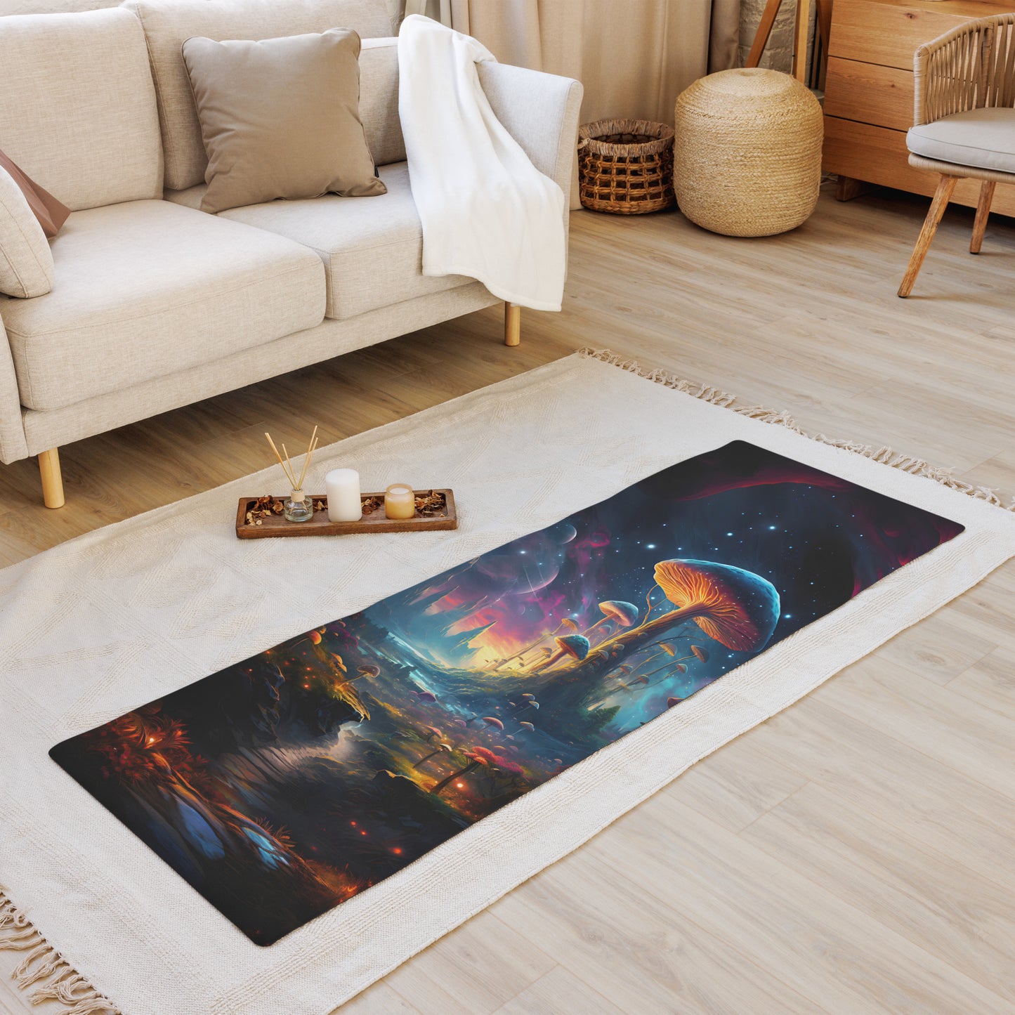 Galaxy Mushrooms Yoga Mat v2 - Vertical