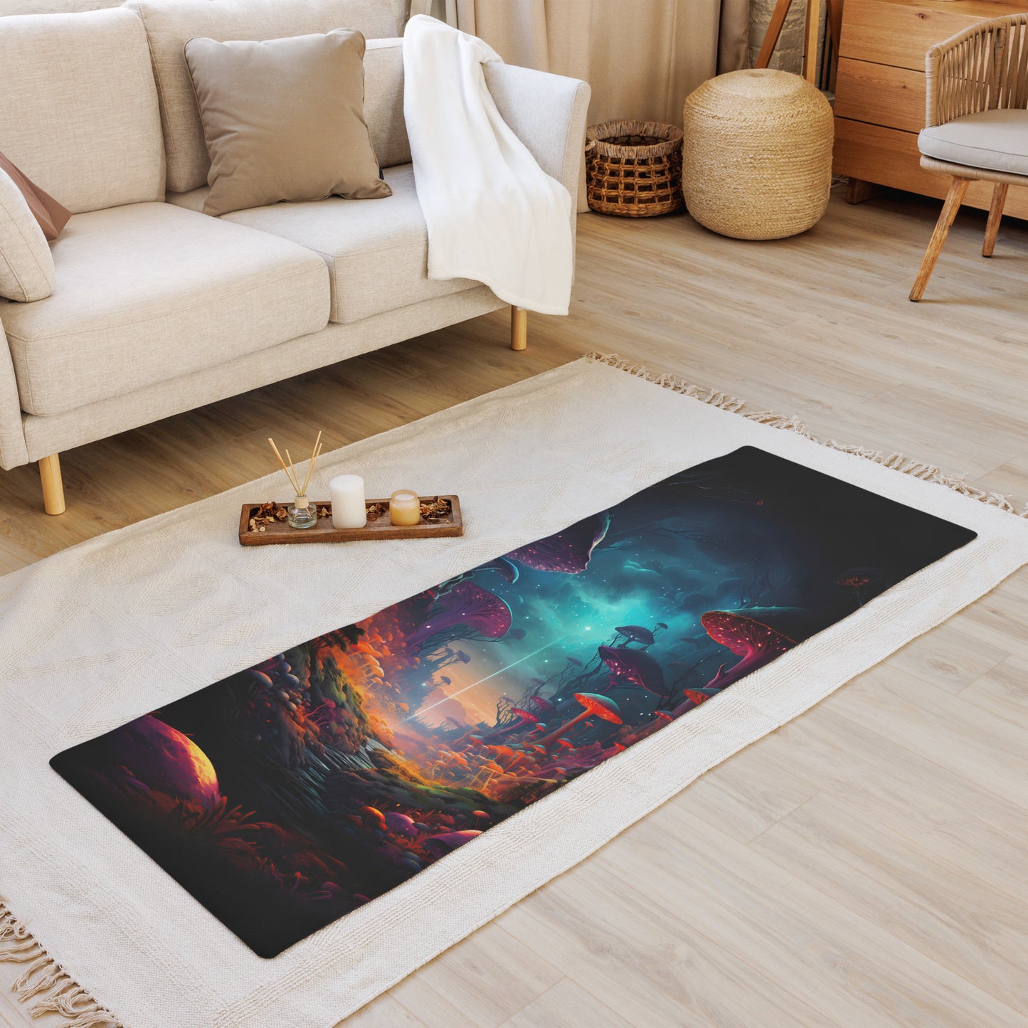 Galaxy Mushrooms Yoga Mat v3 - Vertical