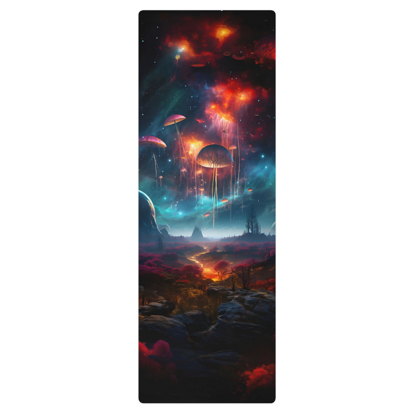 Galaxy Mushrooms Yoga Mat v4 - Vertical