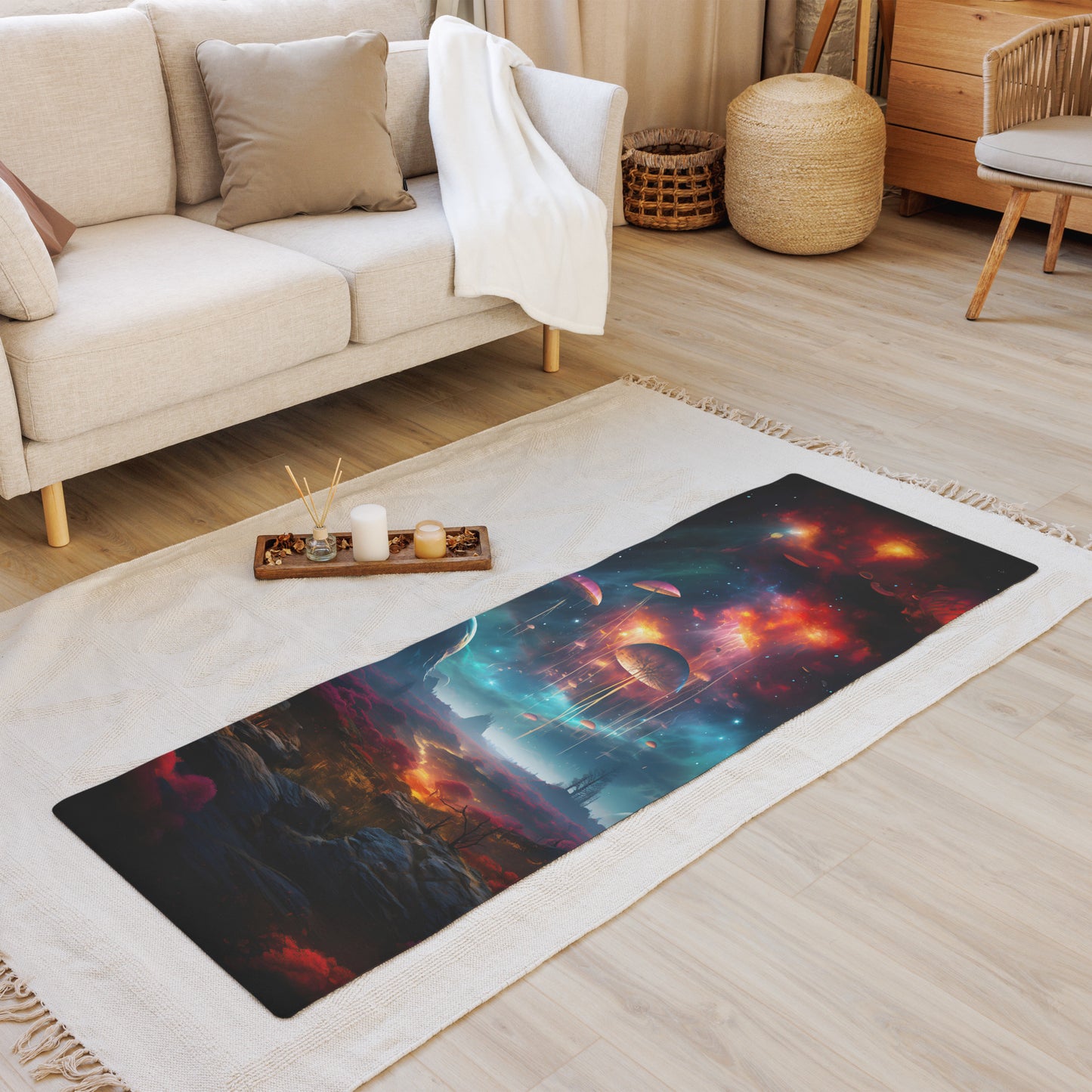 Galaxy Mushrooms Yoga Mat v4 - Vertical